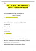 BIOL 2200 Final Exam Questions and  Verified Answers &vert; Passed &vert; A&plus;