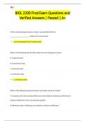 BIOL 2200 Final Exam Questions and  Verified Answers | Passed | A+ 