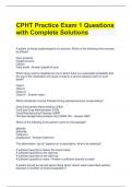 CPHT Practice Exam 1 Questions with Complete Solutions 