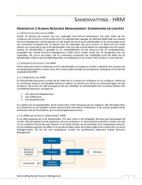 Samenvatting Human Resource Management HRM, H1 en 4