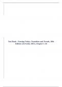 Test Bank - Nursing Today: Transition and Trends, 10th Edition (Zerwekh, 2021), Chapter 1-26