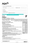 2023 AQA GCSE FRENCH 8658/LF Paper 1 Listening Foundation Tier Question Paper & Mark scheme (Merged) June 2023 [VERIFIED]