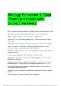 Biology Semester 1 Final Exam Questions with Correct Answers 