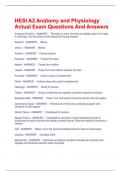 HESI A2 Anatomy and Physiology Actual Exam Questions And Answers