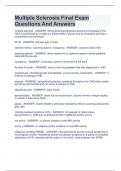 Multiple Sclerosis Final Exam Questions And Answers
