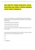 NLN PRACTICE PHARM EXAM WITH ACTUAL QUESTIONS AND CORRECT VERIFIED ANSWERS LATEST UPDATE &vert;GRADED A&plus;