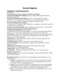 Sociale Hygi&euml;ne Samenvatting