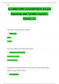 GA HISTORY EXEMPTION EXAM Questions and Verified Answers &vert;  Passed &vert; A&plus;