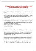 A1 Driving School - Final Test Latest Update - With Correct Answers Already Graded A&plus;