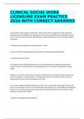 CLINICAL SOCIAL WORK LICENSURE EXAM PRACTICE 2024 WITH CORRECT ANSWERS