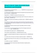 Driver's Ed A1 Utah &lpar;Unit 8-9&rpar; Exam Questions and Answers