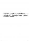Distinction Level BTEC Applied Science Assignment A - Titration Practical - Making a standard solution&period;