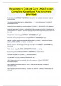 Respiratory Critical Care -ACCS exam Complete Questions And Answers &lpar;Verified&rpar;