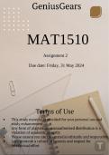 MAT1510 Assignment 2 2024 &lpar;Q & A&rpar;