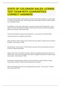 STATE OF COLORADO SALES LICENSE TEST EXAM WITH GUARANTEED CORRECT ANSWERS