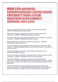 MSN 570 ADVANCED PATHOPHYSIOLOGY UNITED STATES UNIVERSITY WEEK 4 EXAM QUESTIONS WITH CORRECT ANSWERS 100% 2024