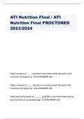 ATI Nutrition FInal / ATI Nutrition Final PROCTORED 2023/2024