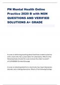 PN Mental Health Online Practice 2020 B with NGN QUESTIONS AND VERIFIED SOLUTIONS A+ GRADE