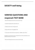 SOCIETY well-being VERIFIED QUESTIONS AND responseS TEST BANK