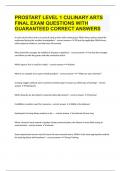 PROSTART LEVEL 1 CULINARY ARTS FINAL EXAM QUESTIONS WITH GUARANTEED CORRECT ANSWERS