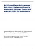 DoD Annual Security Awareness Refresher / DoD Annual Security Awareness Refresher Games and activities 100% Correct Answers