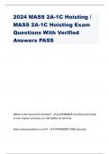 2024 MASS 2A-1C Hoisting &sol; MASS 2A-1C Hoisting Exam  Questions With Verified  Answers PASS