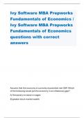 Ivy Software MBA Prepworks Fundamentals of Economics / Ivy Software MBA Prepworks Fundamentals of Economics questions with correct answers