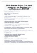 ASCP Molecular Biology Final Board Assessment test Questions with certified Answers 2023/2024