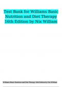 TEST BANK FOR WILLIAMS’ BASIC NUTRITION AND DIET THERAPY 16TH EDITION BY NIX
