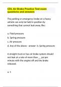 CDL Air Brake Practice Test exam questions and answers.