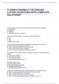 FLORIDA PHARMACY TECHNICIAN &lpar;LATEST&rpar; QUESTIONS WITH COMPLETE SOLUTIONS&excl;&excl;