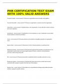 PHR CERTIFICATION TEST EXAM WITH 100&percnt; VALID ANSWERS