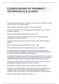 FLORIDA BOARD OF PHARMACY TECHNICIAN &lpar;Q & A&rpar; 2024&excl;&excl;