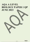 AQA A LEVEL BIOLOGY PAPER 1 QP JUNE 2023