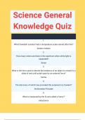Science General Knowledge Quiz Questions with 100% Correct Answers | Verified | Latest Updated 2024