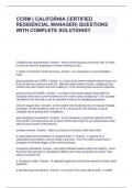 CCRM &lpar; CALIFORNIA CERTIFIED RESIDENCIAL MANAGER&rpar; QUESTIONS WITH COMPLETE SOLUTIONS&excl;&excl;