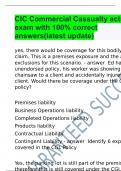 CIC Commercial Cassualty actual exam with 100% correct answers(latest update)