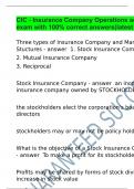 CIC - Insurance Company Operations actual exam with 100% correct answers(latest update)