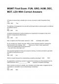MGMT Final Exam&colon; FUN&comma; GRO&comma; HUM&comma; DEC&comma; MOT&comma; LEA With Correct Answers