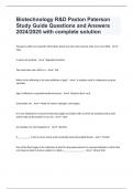 Biotechnology R&D Paxton Paterson Study Guide Questions and Answers 2024/2025 with complete solution