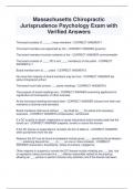 Massachusetts Chiropractic  Jurisprudence Psychology Exam with  Verified Answers
