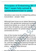 Principles of Embalming 201 Final Part 1 exam fully solved & updated(download to pass)