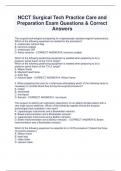 NCCT Surgical Tech Practice Care and  Preparation Exam Questions & Correct  Answers