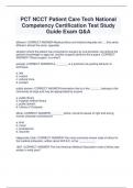 PCT NCCT Patient Care Tech National  Competency Certification Test Study  Guide Exam Q&A