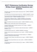 NCCT Phlebotomy Certification Review  Written Exam Updated Questions and  Answers