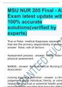 MSU NUR 205 Final - ALL Exam latest update with 100% accurate solutions(verified by experts)