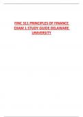 FINC 311 PRINCIPLES OF FINANCE  EXAM 1 STUDY GUIDE DELAWARE  UNIVERSITY