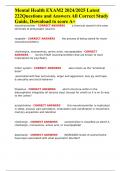 Mental Health EXAM2 2024&sol;2025 Latest 222Questions and Answers All Correct Study Guide&comma; Download to score A&plus;
