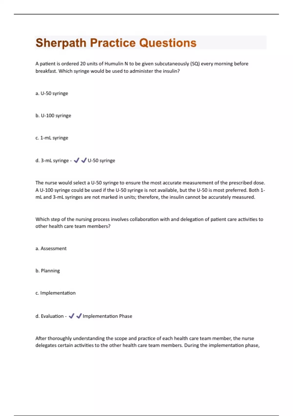 Sherpath Practice Questions and Answers with complete solution ...