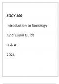 (UMGC) SOCY 100 Introduction to Sociology Final Exam Guide Q & A 2024.